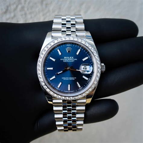 rolex datejust blue motif 41|rolex datejust 41mm diamond bezel.